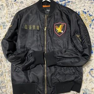 Army vibe black bomber oversized jacket
